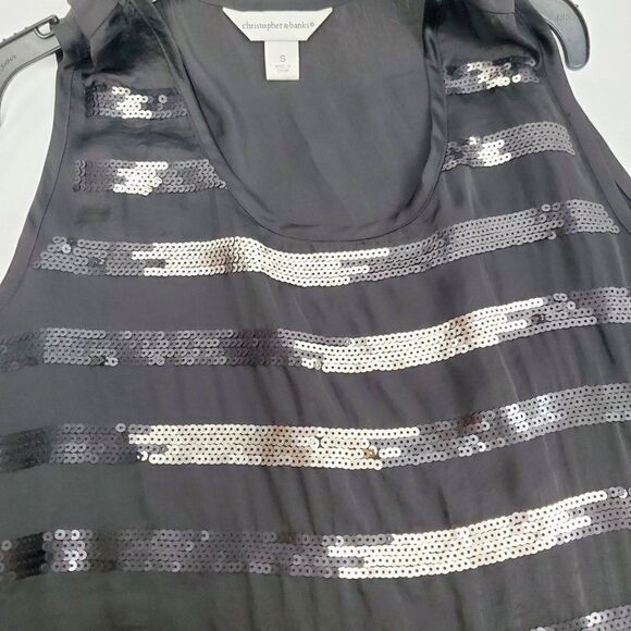 Christopher & Banks SMALL Black Sequin Tank Top - Picture 3 of 4
